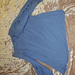 Periwinkle Shirt With Criss Cross Sleeves